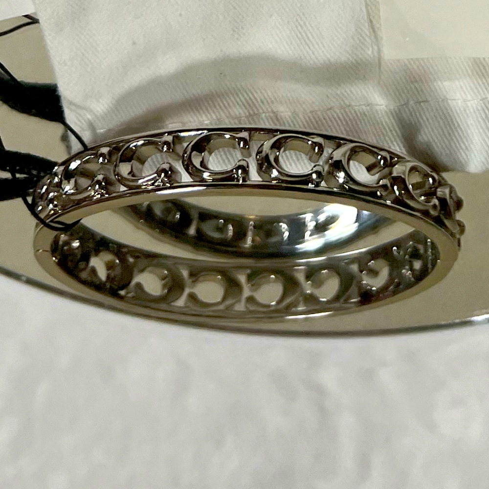 Coach Silver Signature Hinged Bangle